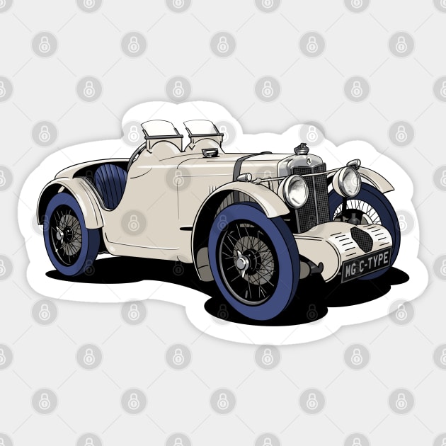 MG C-Type Vintage Racing Car Sticker by Webazoot